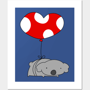 Heart Balloon Koala Posters and Art